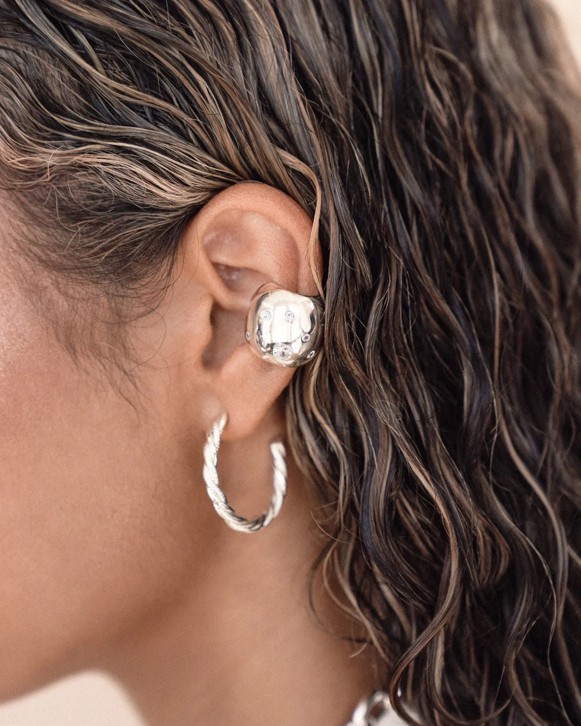 Scattered Crystal Chunky Ear Cuff sold by Boston Proper product image thumbnail 4