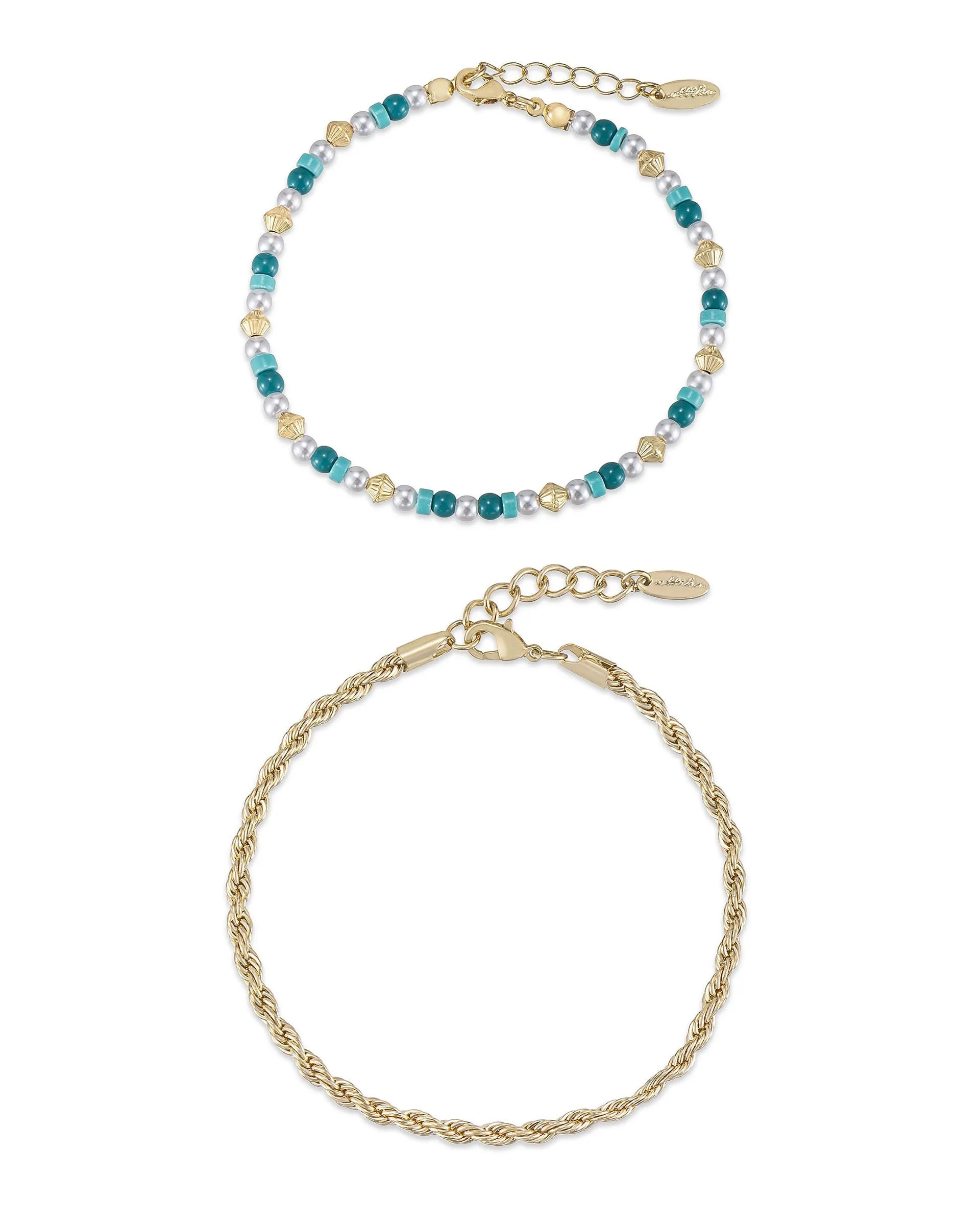 Seaside Turquoise and Pearl Anklet Set sold by Boston Proper