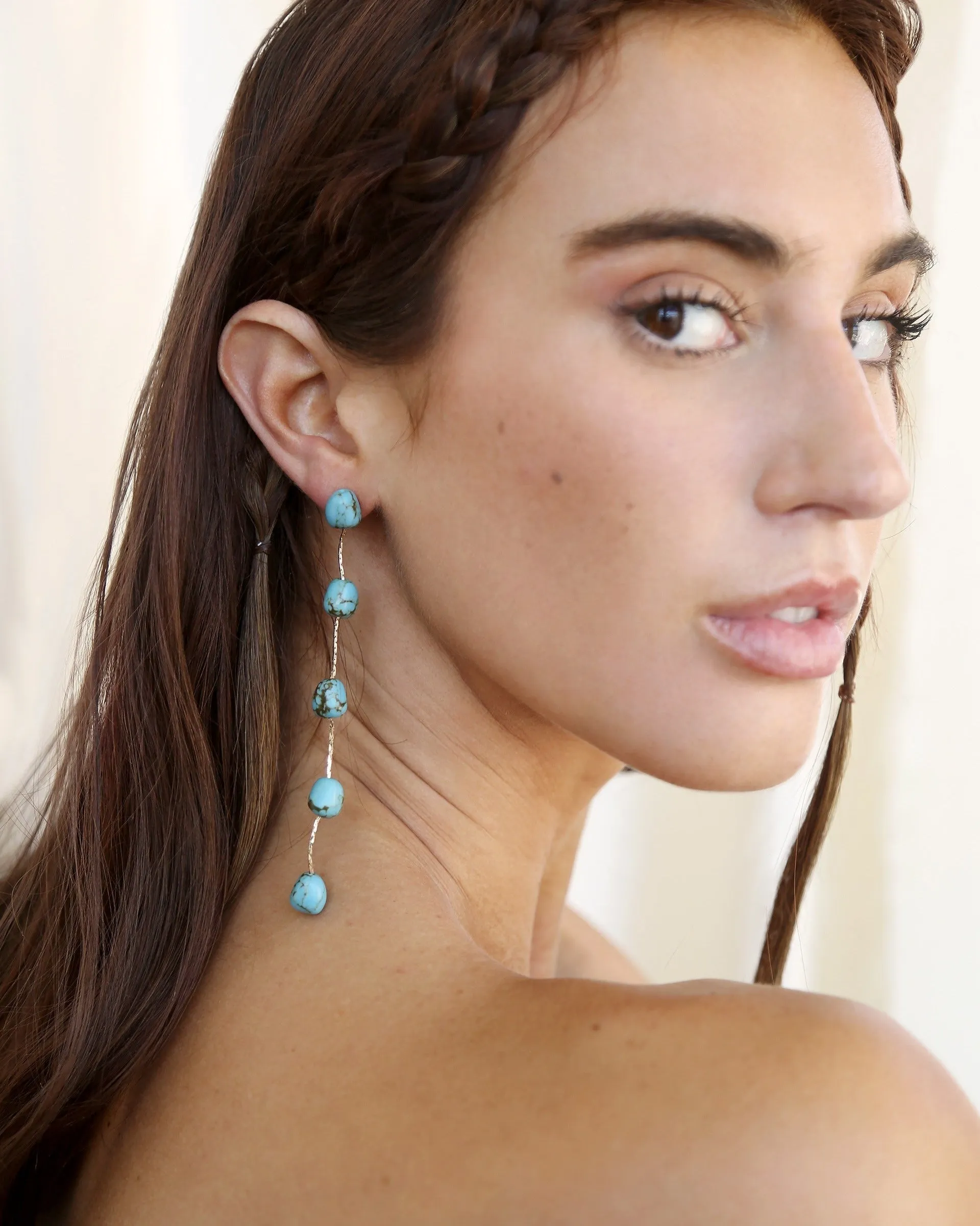 Dripping Turquoise Delicate Drop Earrings sold by Boston Proper product image thumbnail 4