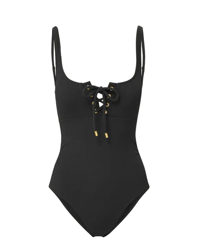 Taylor One Piece Black Texture sold by Boston Proper