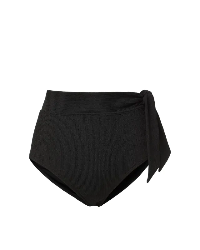 Side Tie High Waist Bottom Black Texture sold by Boston Proper