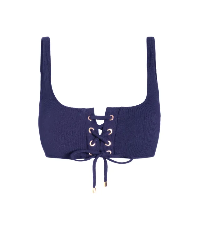 Samara Top In Navy Texture sold by Boston Proper