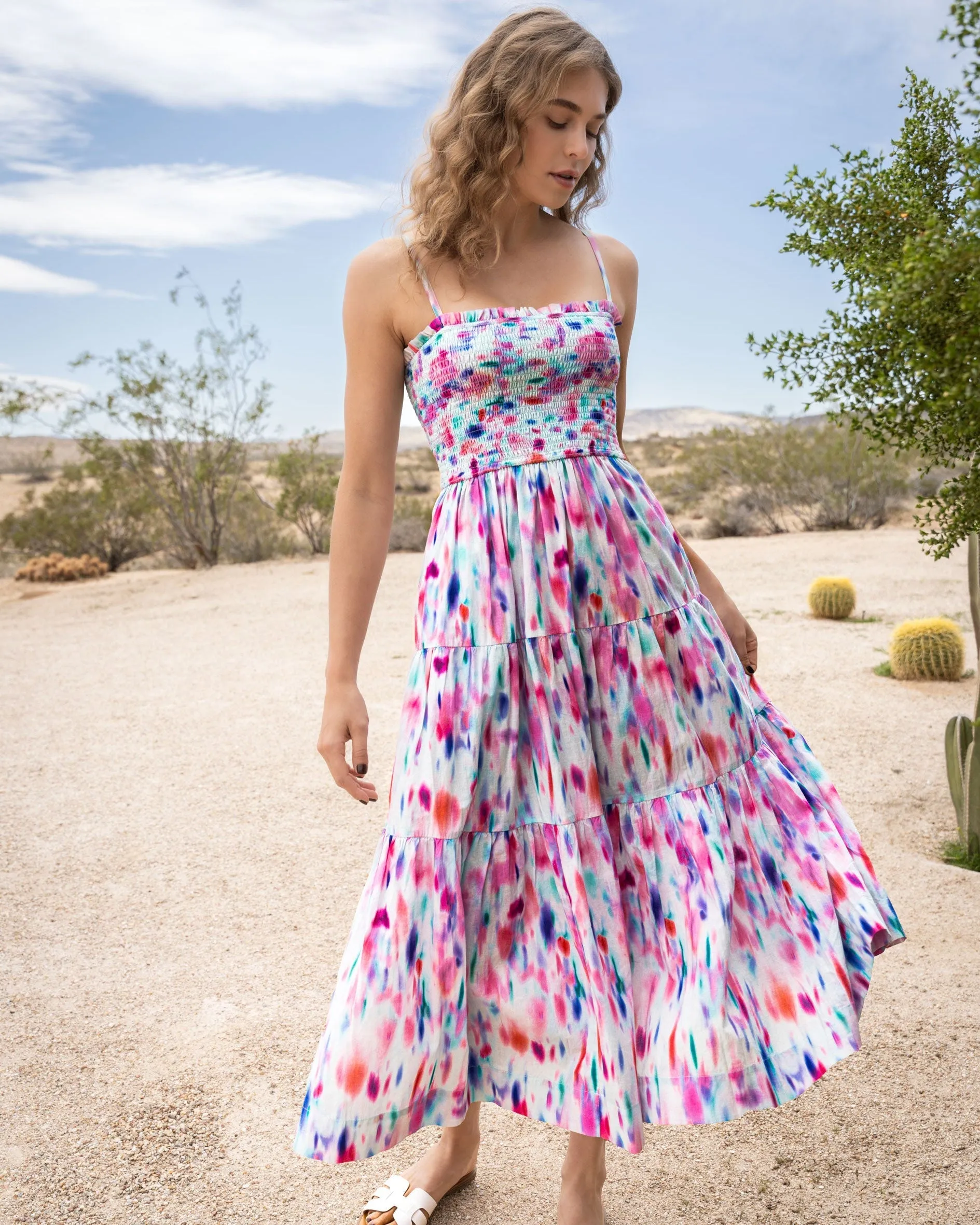 Kristen Dress In Hazy Ikat Seafoam sold by Boston Proper product image thumbnail 3