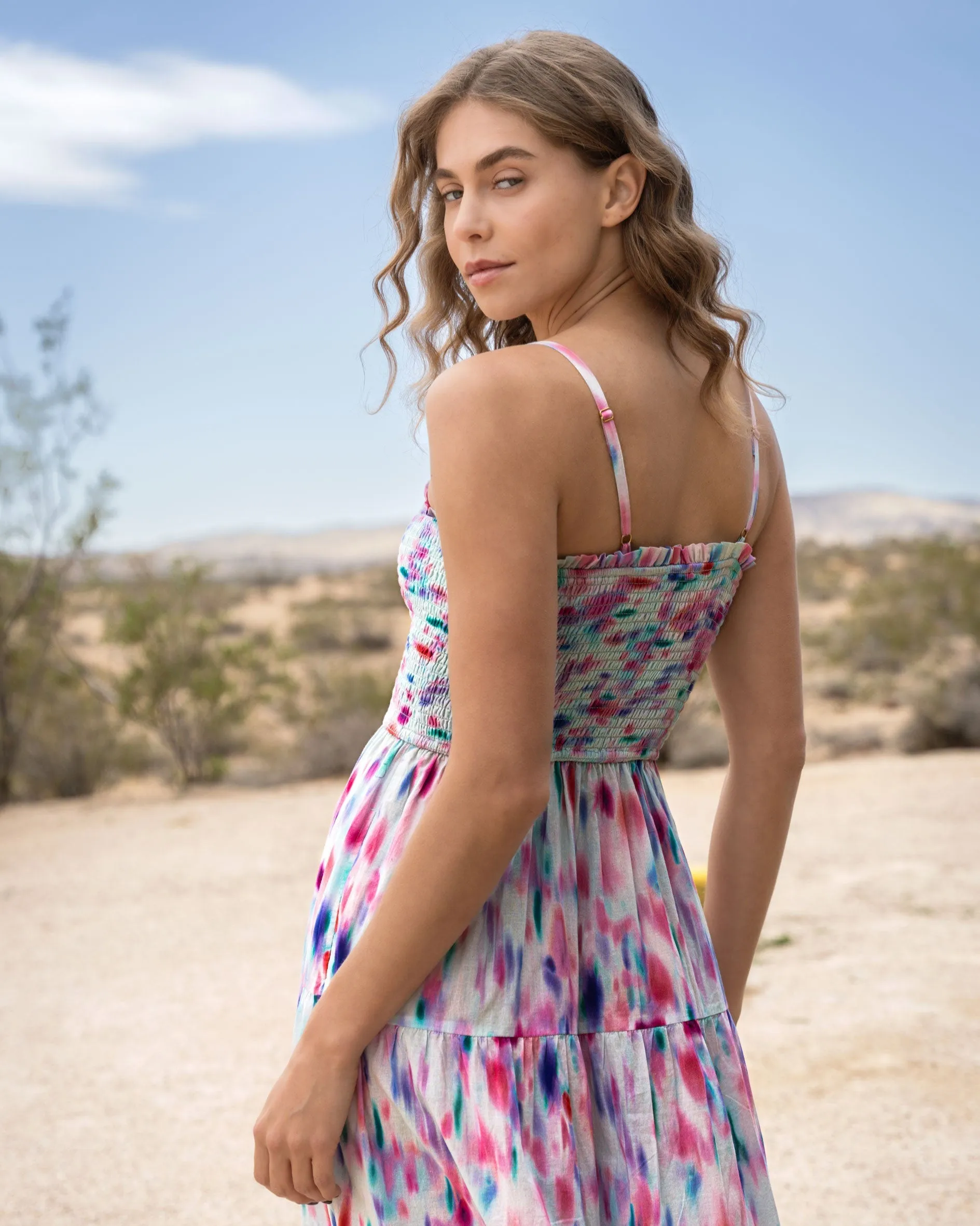 Kristen Dress In Hazy Ikat Seafoam sold by Boston Proper product image thumbnail 5