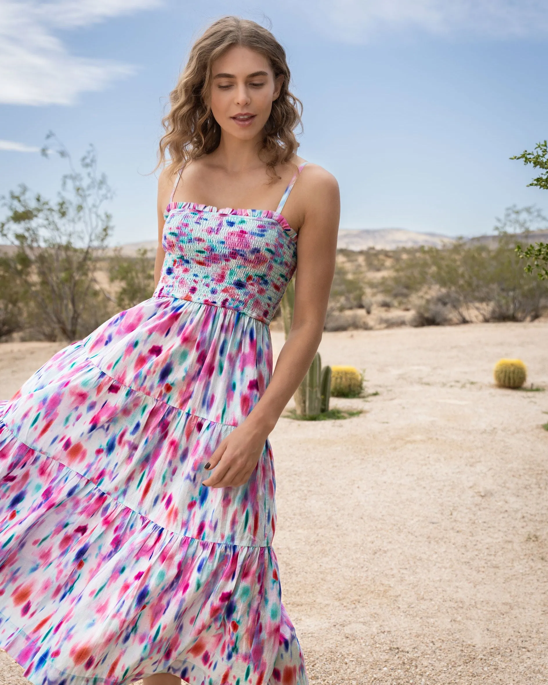 Kristen Dress In Hazy Ikat Seafoam sold by Boston Proper product image thumbnail 2
