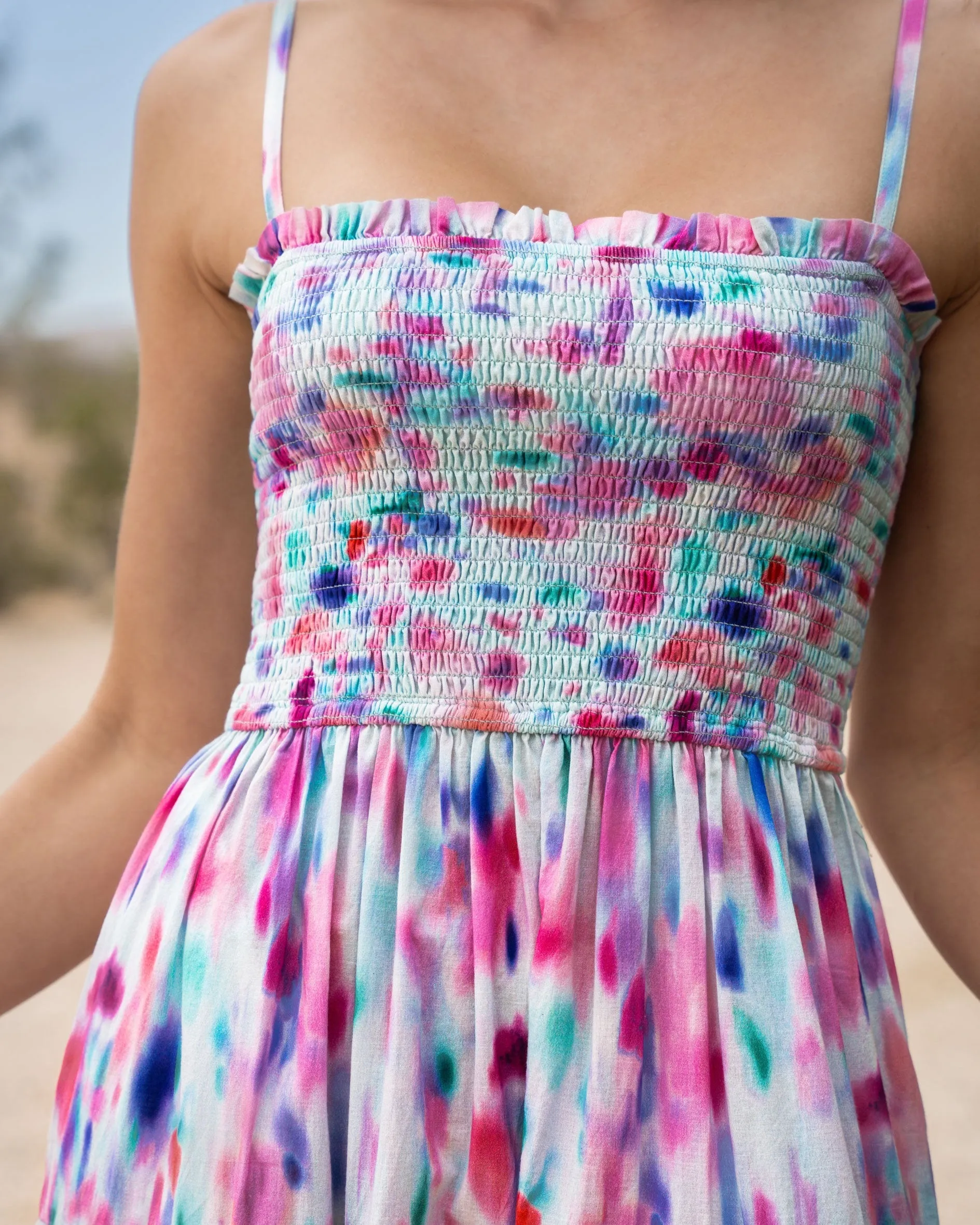 Kristen Dress In Hazy Ikat Seafoam sold by Boston Proper product image thumbnail 4