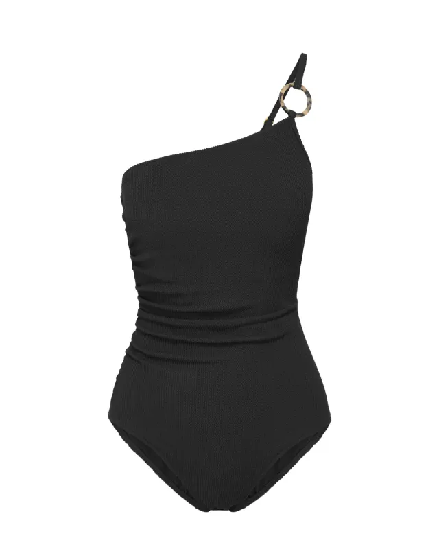 Kara One Piece In Black Texture sold by Boston Proper
