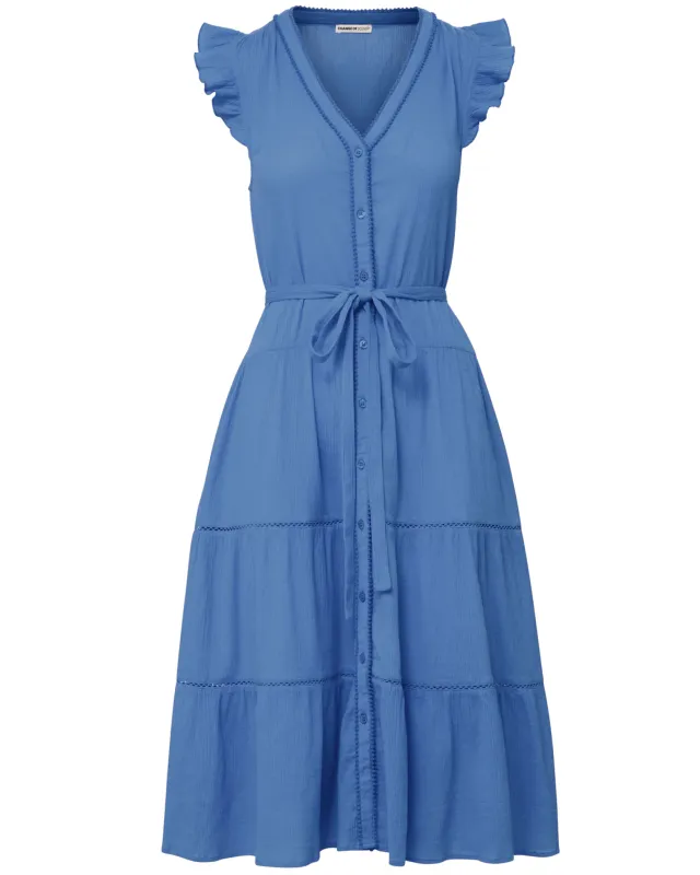 Emily Dress In Steel Blue sold by Boston Proper