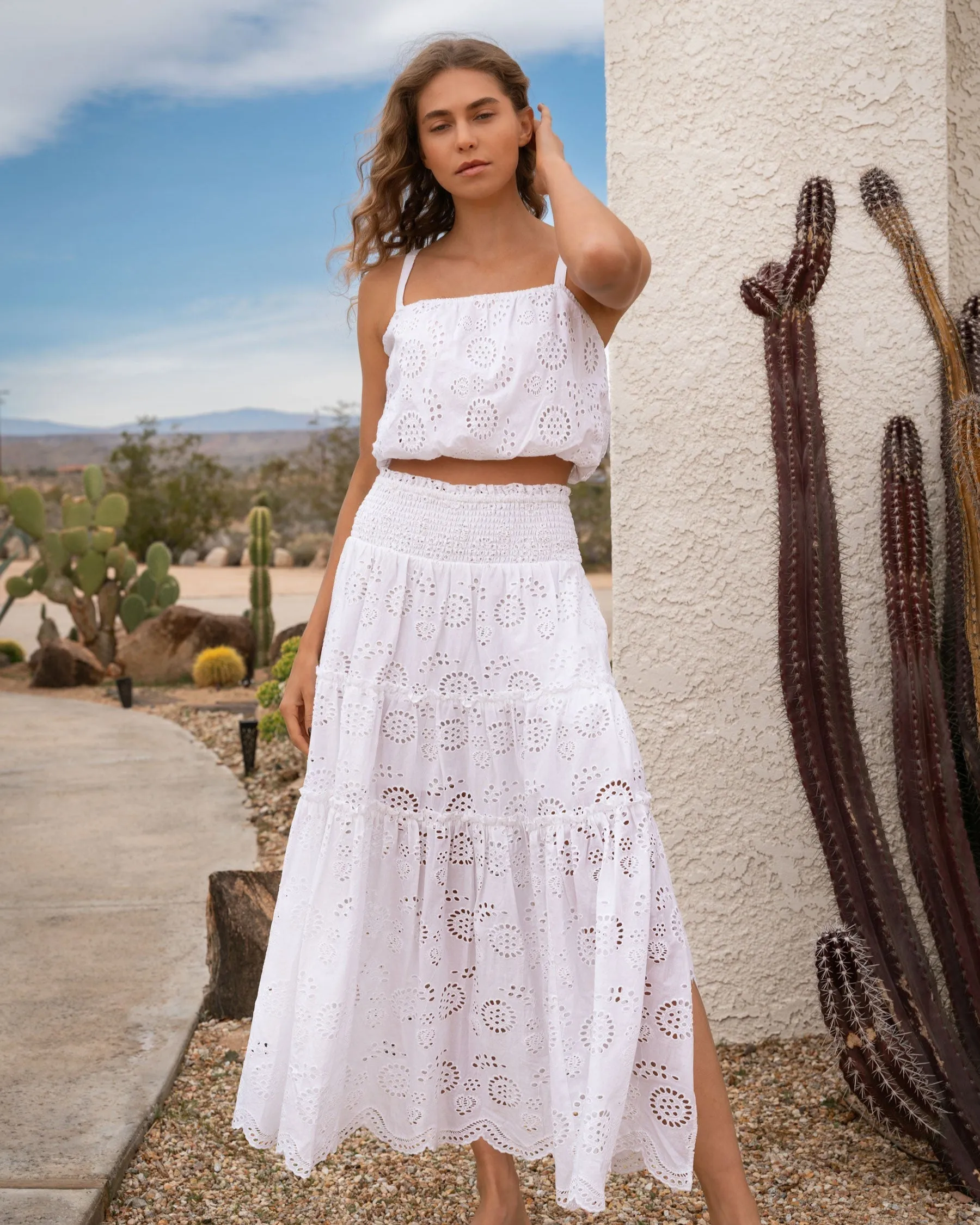 Charlie Skirt In Fresh White Eyelet sold by Boston Proper product image thumbnail 2