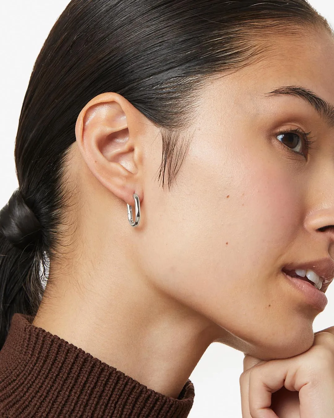 Silver Hoop Earrings - Rox Small Silver sold by Boston Proper product image thumbnail 3