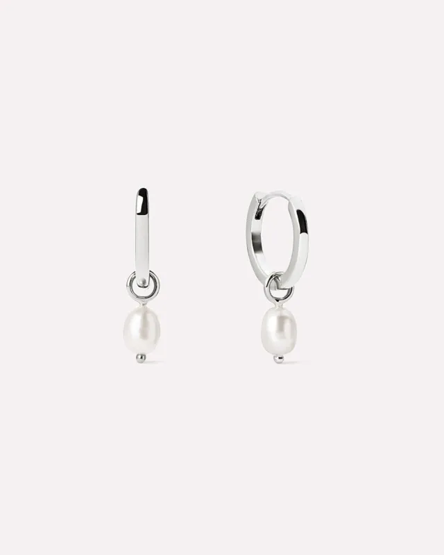 Pearl Huggie Hoops - Frida Silver sold by Boston Proper