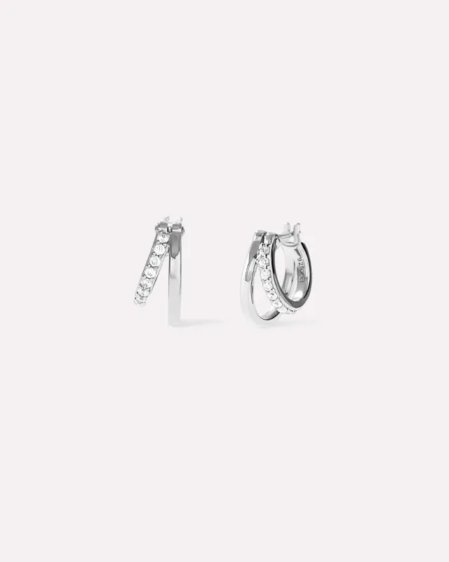 Double Hoop Earrings - Toda Mini Silver sold by Boston Proper