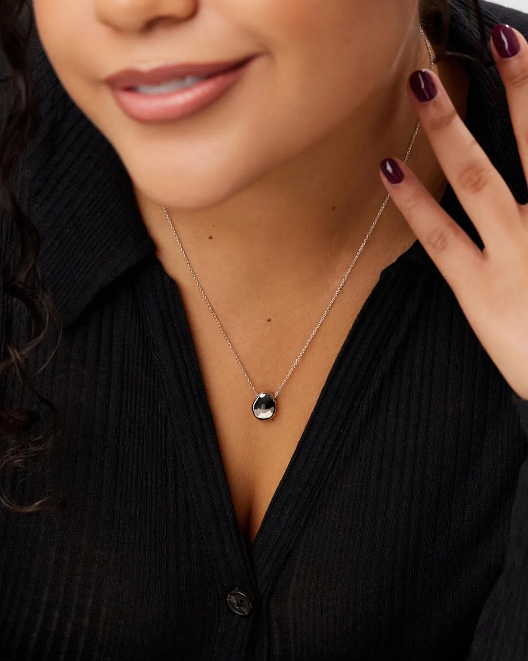 Silver Pendant Necklace - Pebble Mini Silver sold by Boston Proper product image thumbnail 4