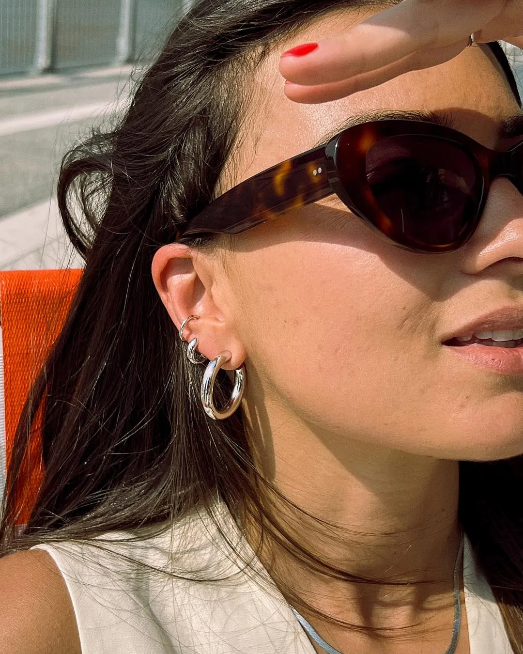 Bold Huggie Hoops - Giulia Silver sold by Boston Proper product image thumbnail 5