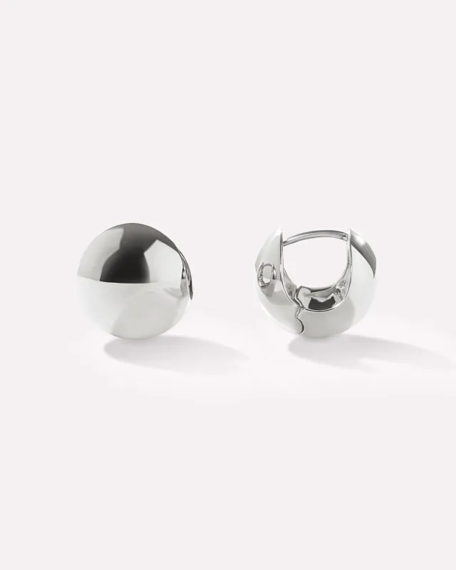 Silver Sphere Hoop Earrings - Mini Abby Silver sold by Boston Proper