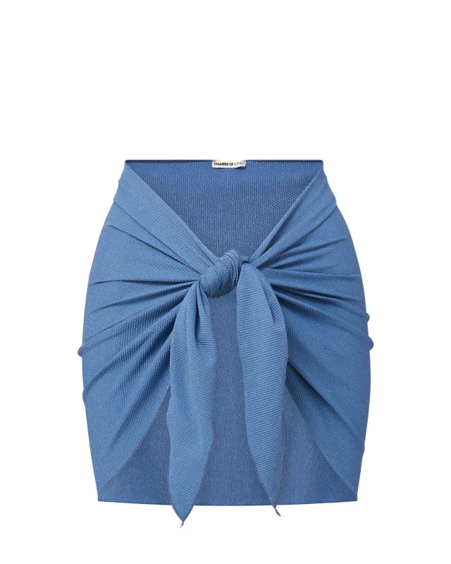 Liv Sarong in Steel Blue Metallic Pique sold by Boston Proper