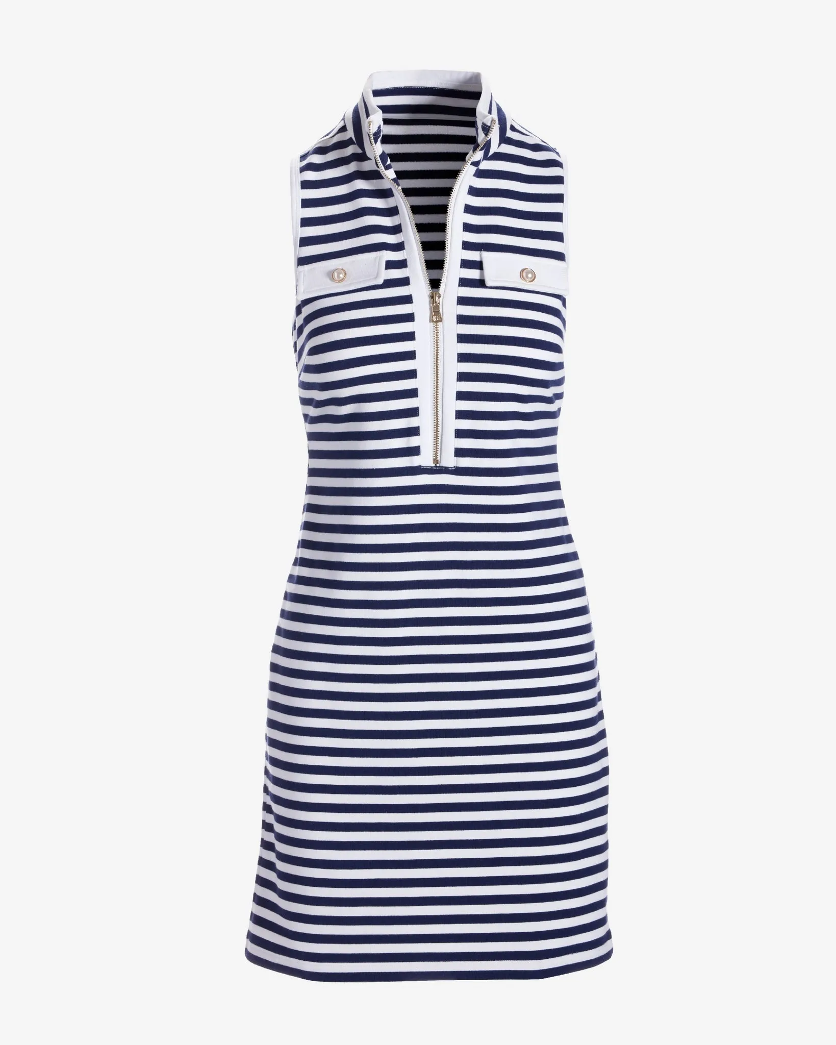 Stripe Pearl French Terry Dress Navy/White sold by Boston Proper product image thumbnail 2
