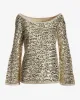 Sequin Slouchy Sweater Top Champagne sold by Boston Proper