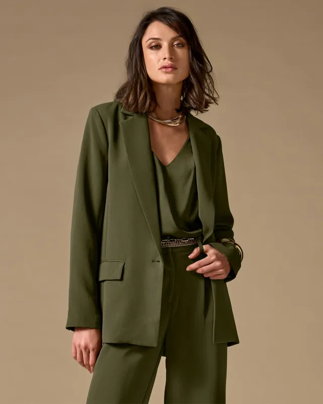 Relaxed Single Button Blazer Olive sold by Boston Proper