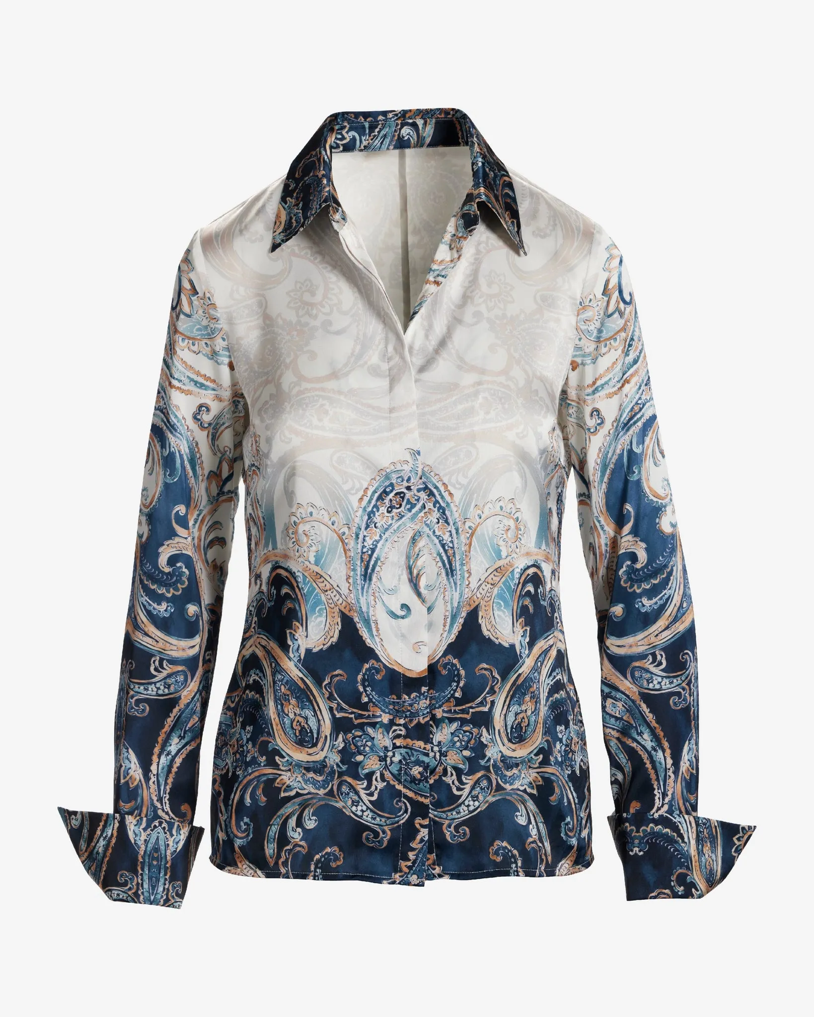 Print Sophia Charmeuse Blouse Paisley Wave sold by Boston Proper product image thumbnail 2
