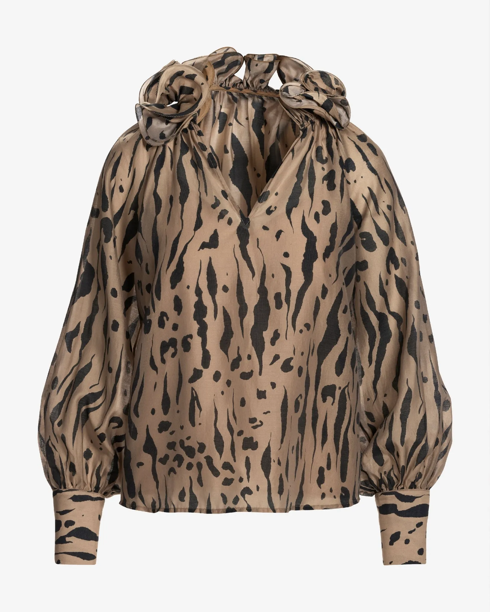 Ruffle Collar Print Blouse Textured Animal sold by Boston Proper product image thumbnail 2