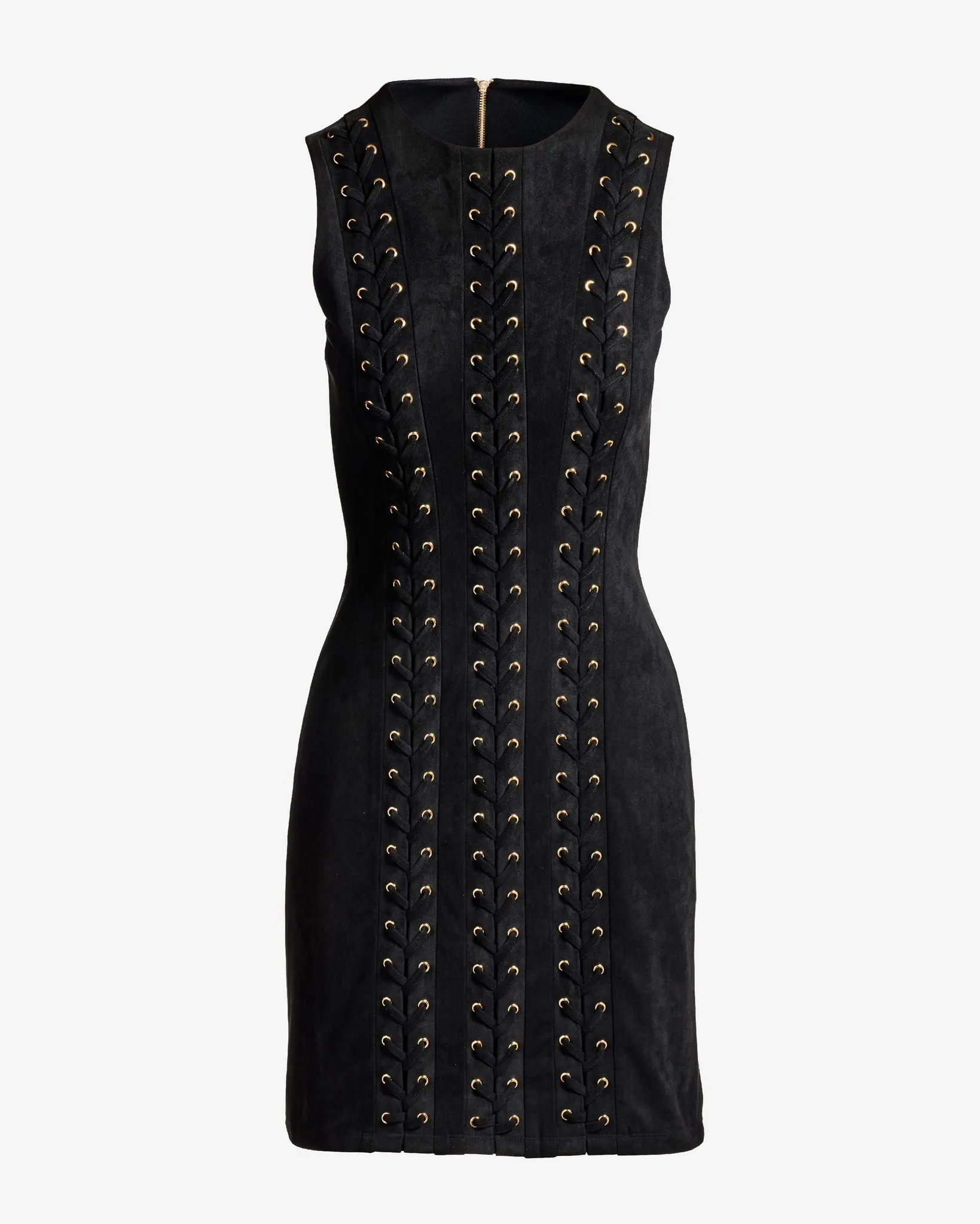 Faux Suede Lace Up Grommet Sheath Dress Black sold by Boston Proper product image thumbnail 2