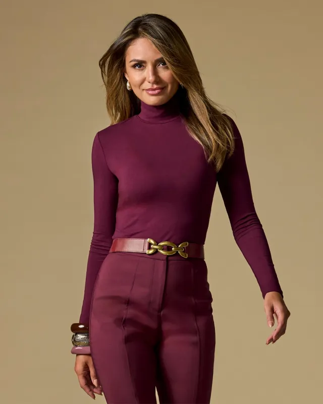 Long Sleeve Layering Turtleneck Black Cherry sold by Boston Proper