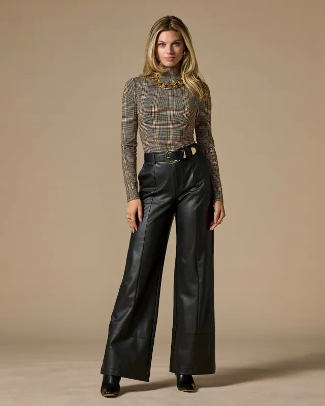 Faux Leather Wide Leg Pant Black sold by Boston Proper