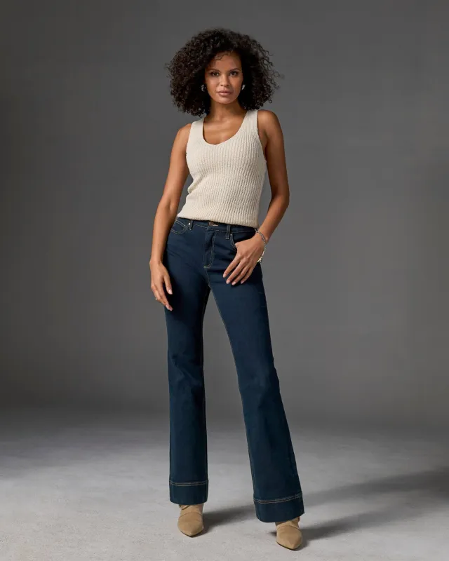 Monterey High Rise Wide Hem Bootcut Jean Dark Rinse sold by Boston Proper