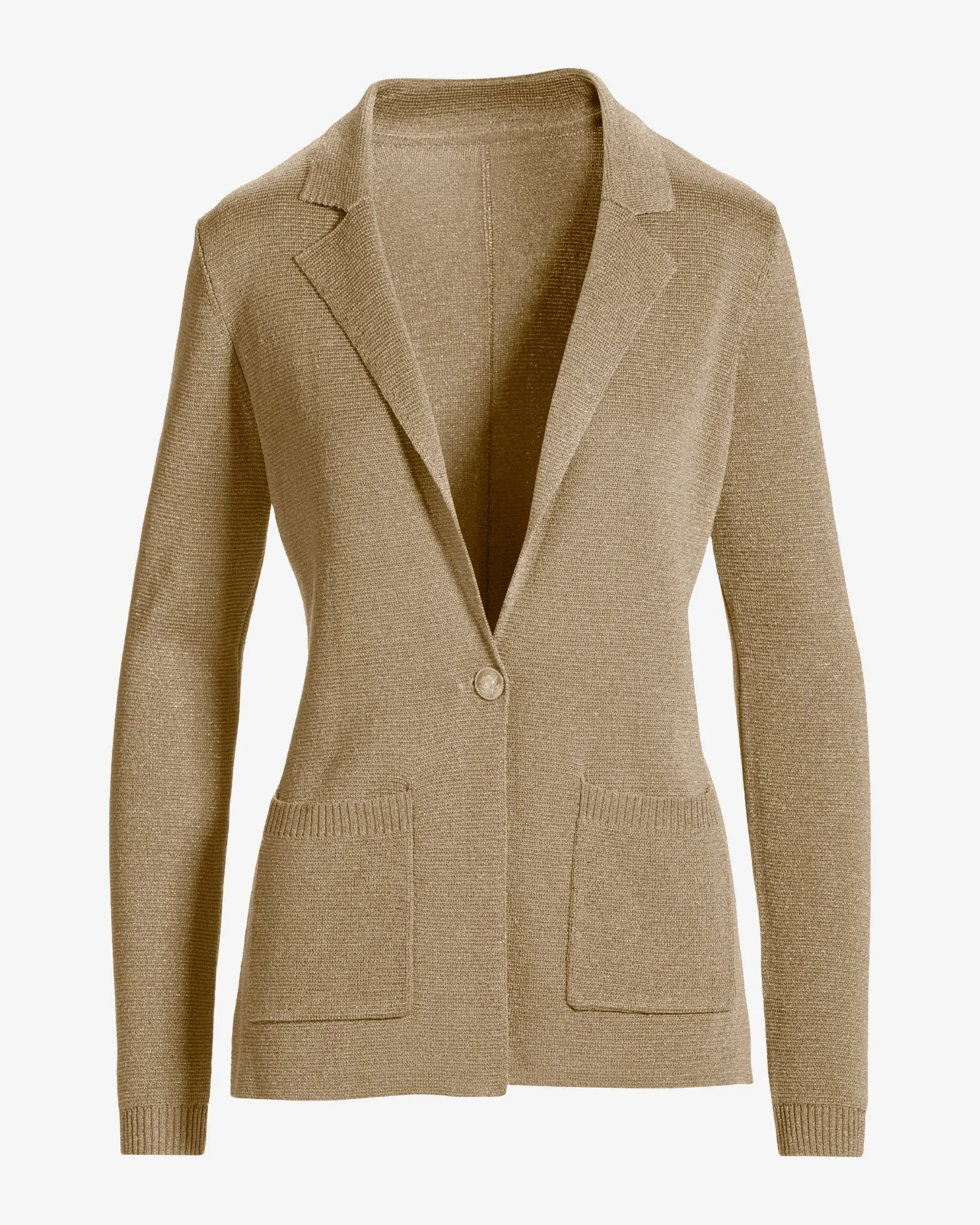 Metallic Blazer Cardigan Sweater Gold sold by Boston Proper product image thumbnail 2