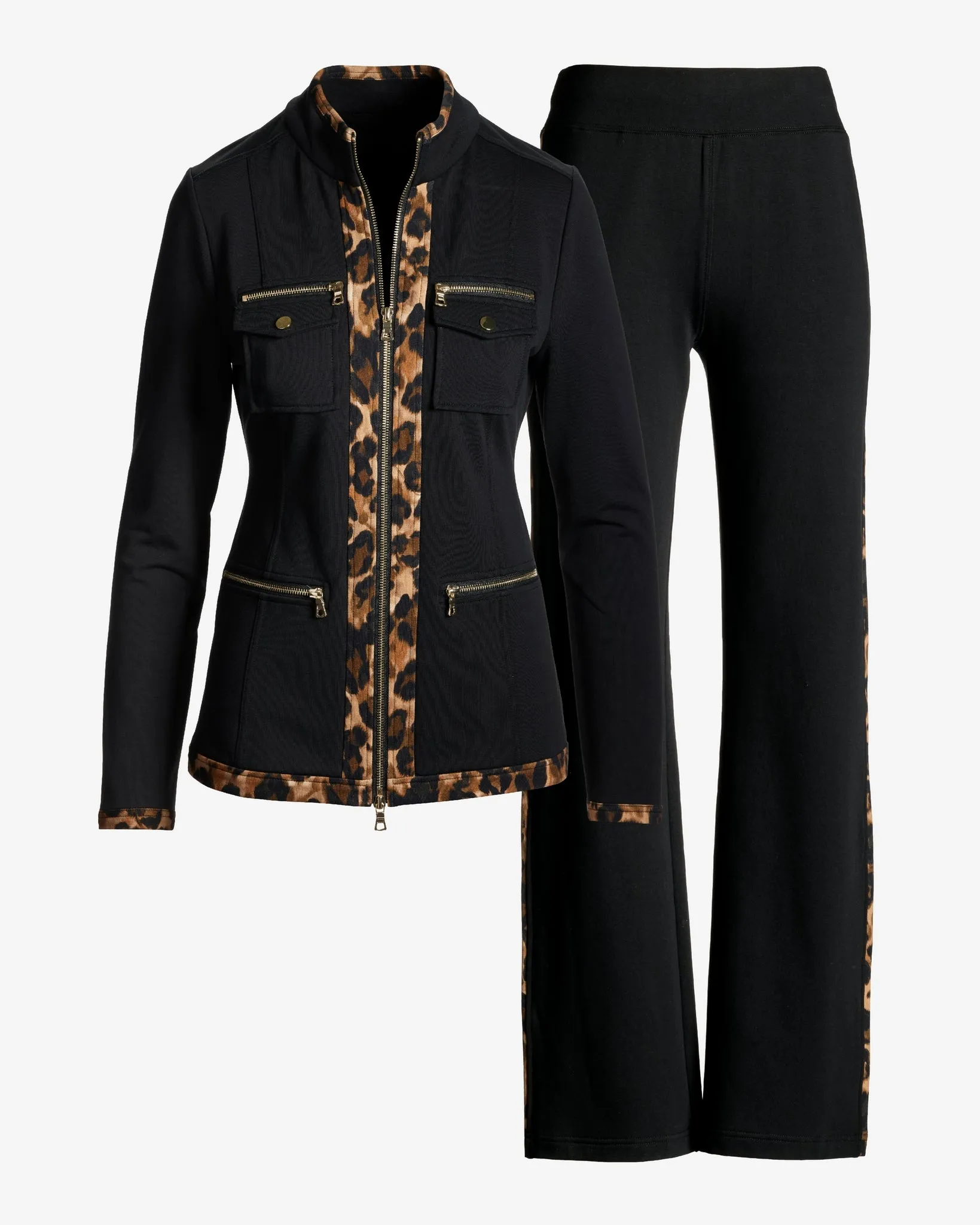Chic Zippered Printed Trim Sport Coordinate Set Cheetah Spots sold by Boston Proper product image thumbnail 2