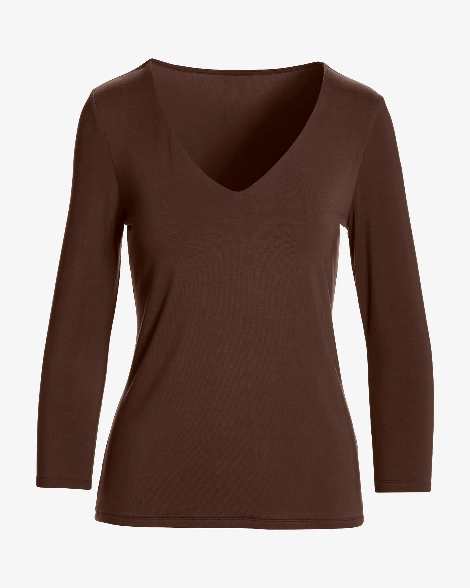 So Effortless Three Quarter Sleeve V Neck Coffee Bean sold by Boston Proper product image thumbnail 2