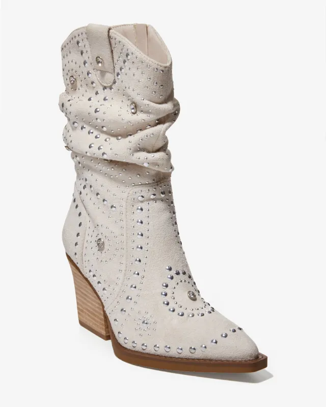 Slouchy Embellished Western Boot Bone sold by Boston Proper