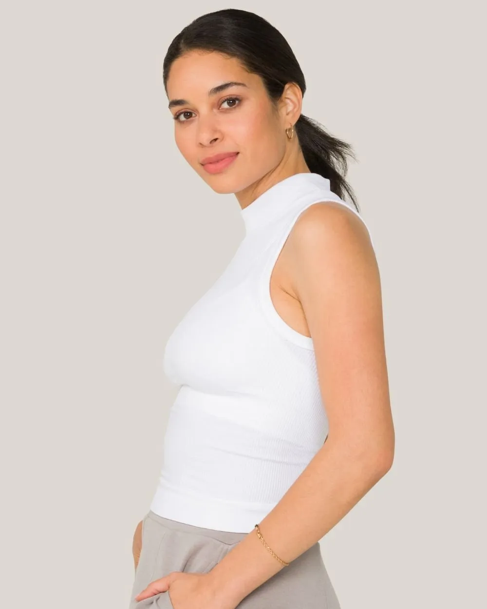 Barre Mock Tank White sold by Boston Proper product image thumbnail 2