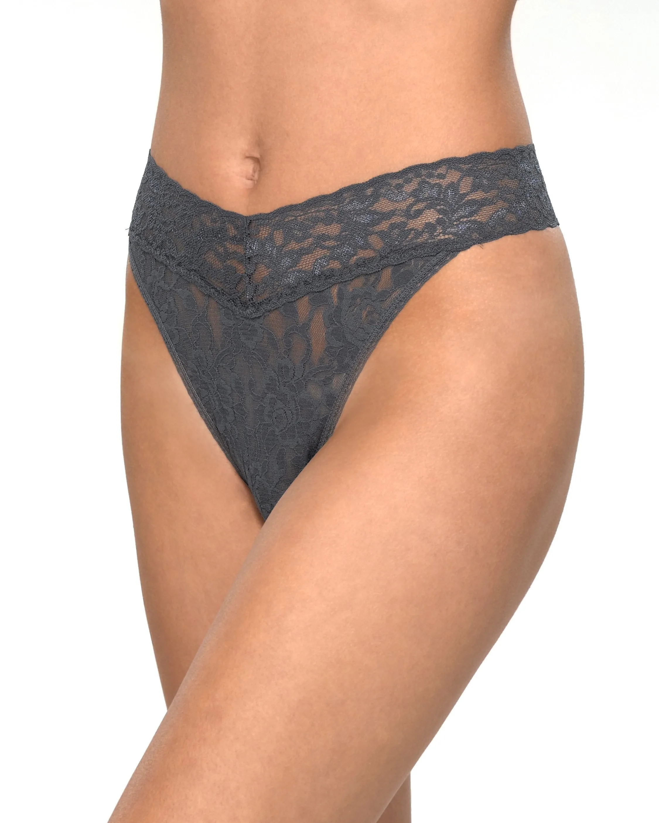 Signature Lace Original Rise Thong Granite Grey sold by Boston Proper