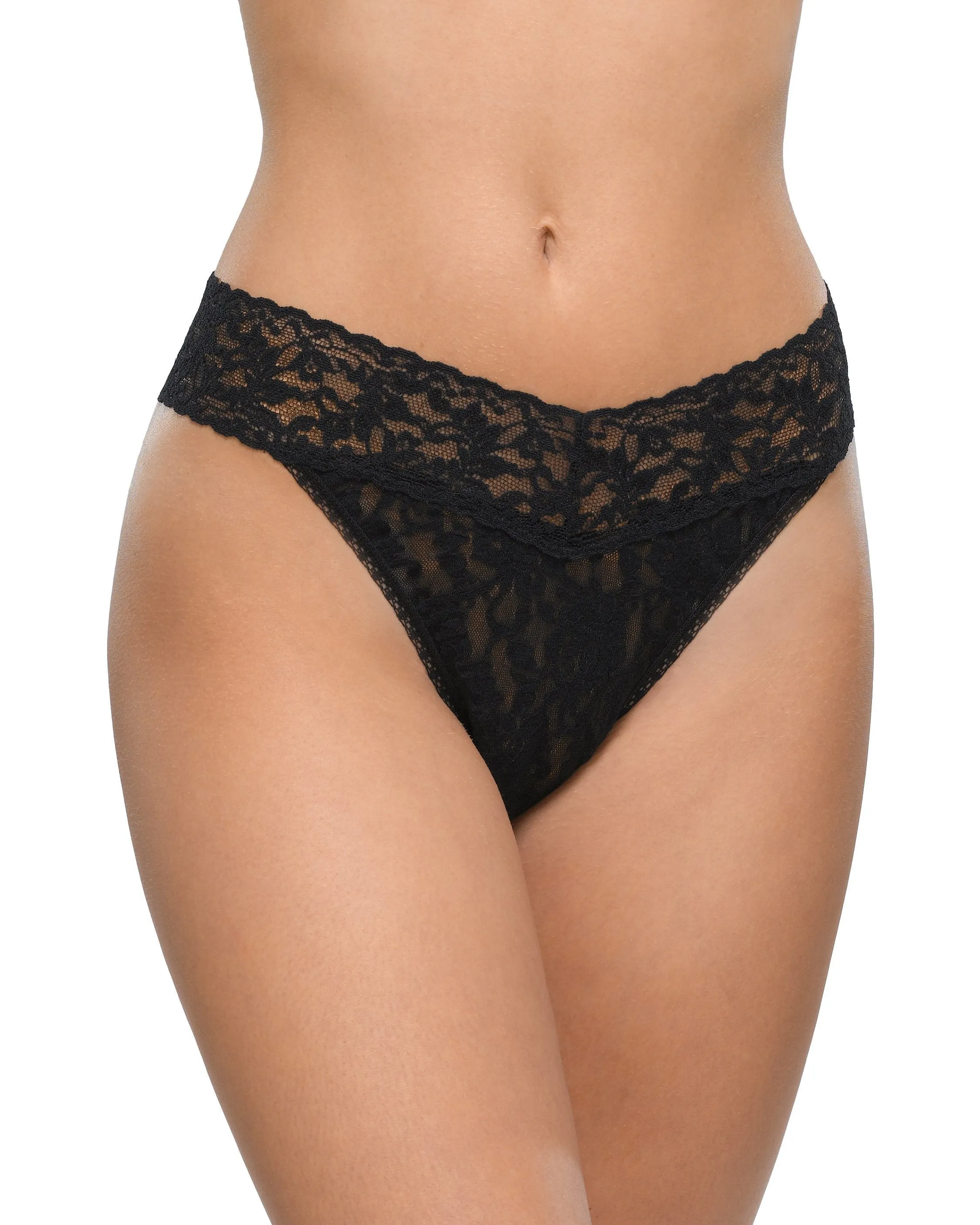 Signature Lace Original Rise Thong Black sold by Boston Proper