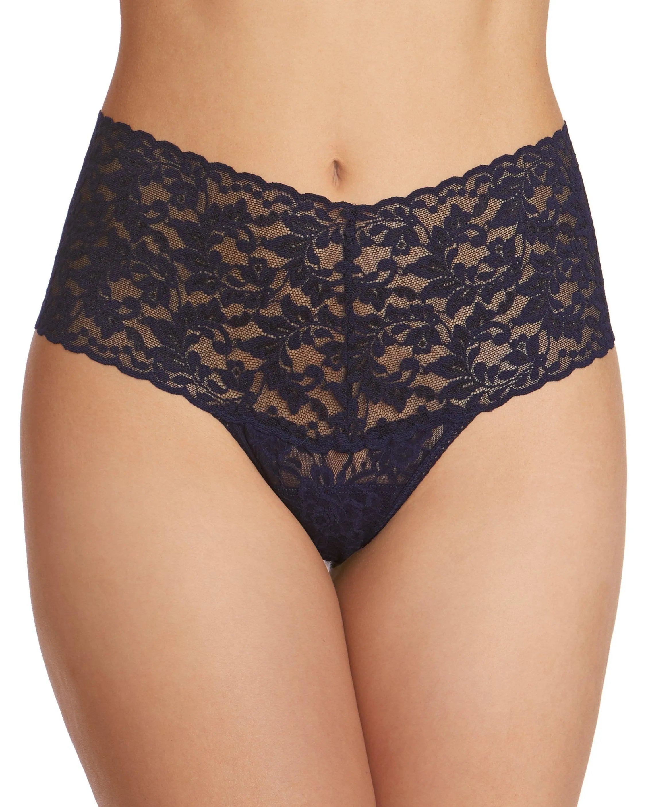 Retro Lace Thong Navy sold by Boston Proper