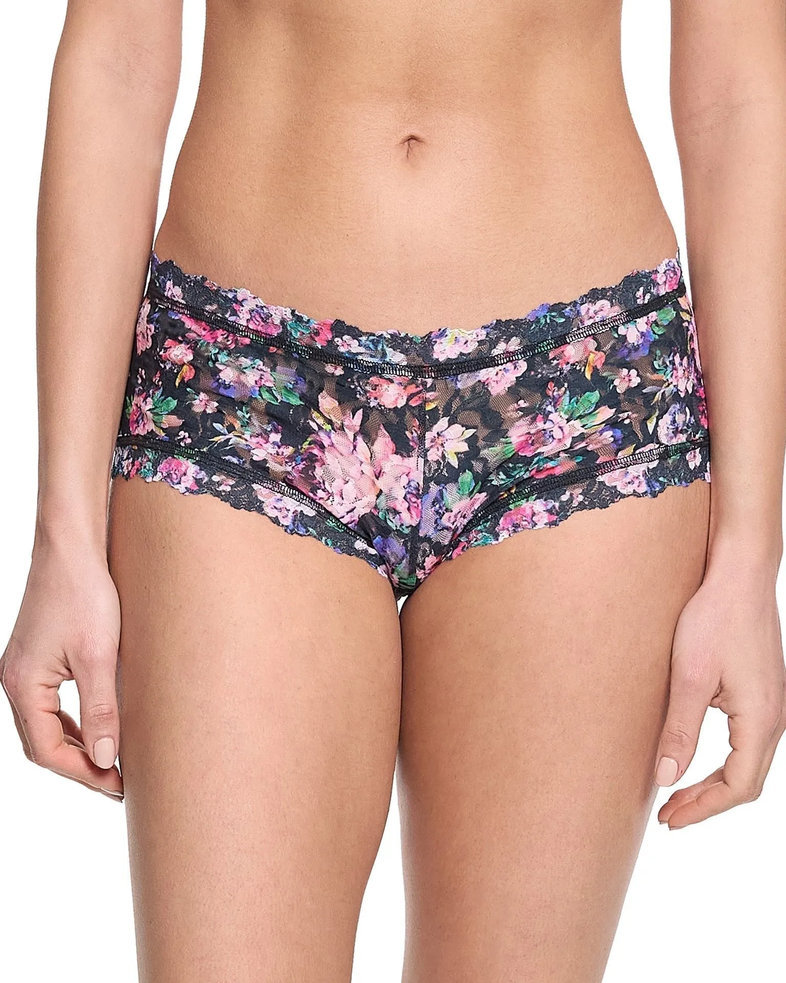 Printed Signature Lace Boyshort Dark Peonies sold by Boston Proper