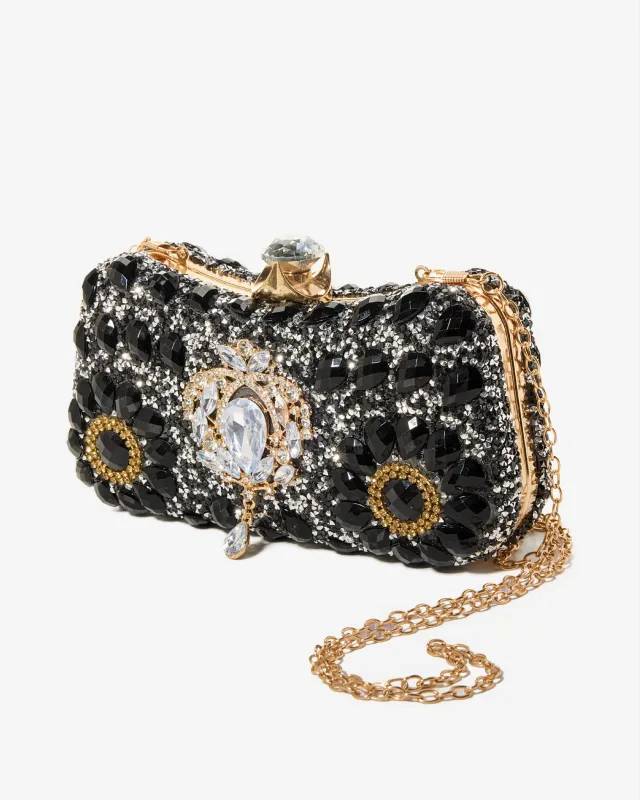 Floral Jeweled Clutch Black sold by Boston Proper