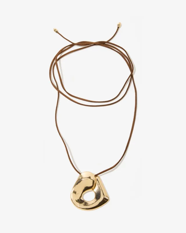 Hardware Suede Tie Necklace Brown made by Boston Proper