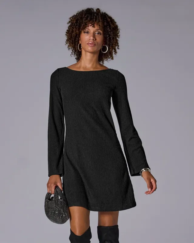 Ribbed Hacci Everyday A Line Dress Black sold by Boston Proper