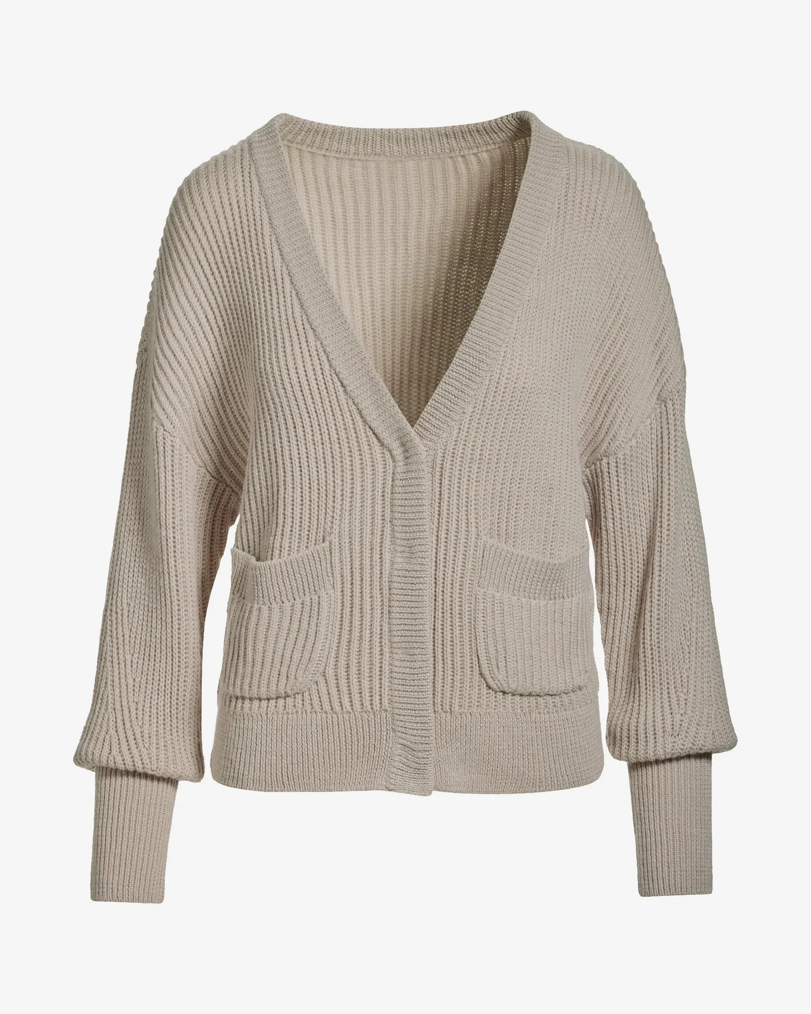 Relaxed Ribbed V-Neck Cardigan Heather Oatmeal sold by Boston Proper product image thumbnail 2