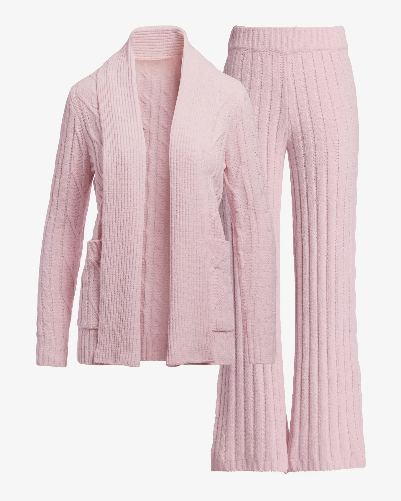 Cable Cardigan Wide Leg Lounge Set Soft Pink sold by Boston Proper product image thumbnail 2