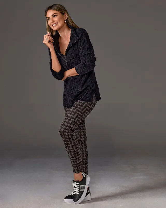 High Waisted Printed Sport Legging Graphite Houndstooth sold by Boston Proper