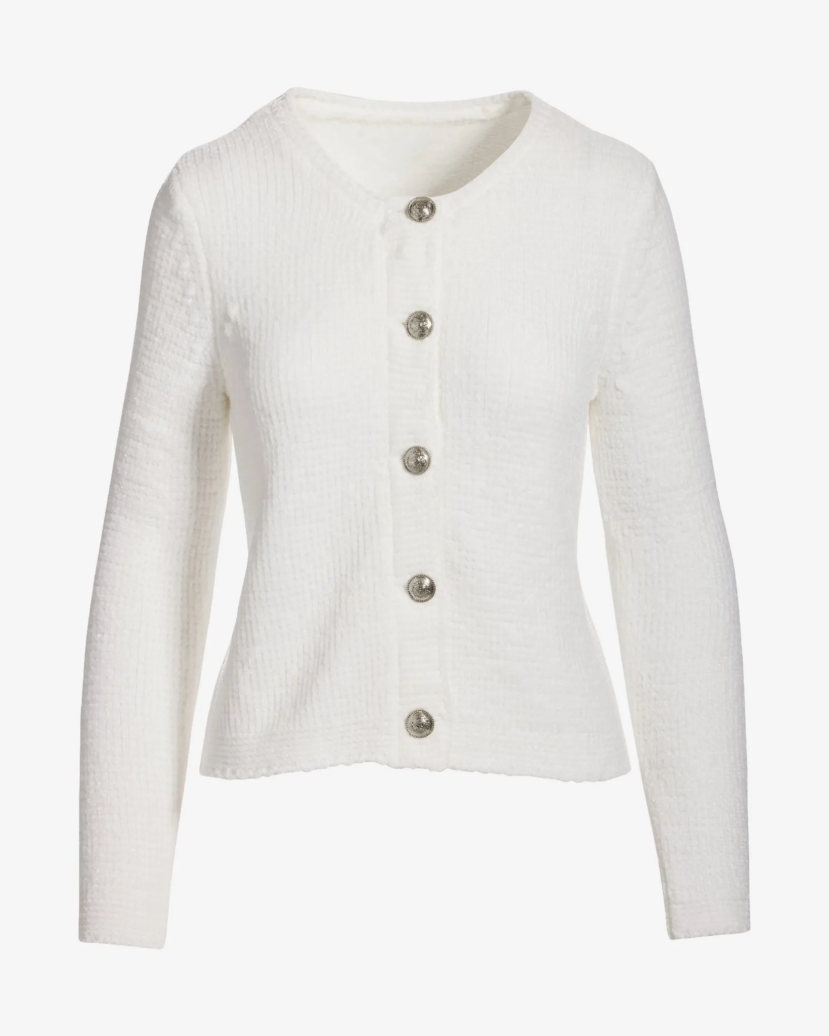 Chenille Long Sleeve Cardigan Off White sold by Boston Proper product image thumbnail 2