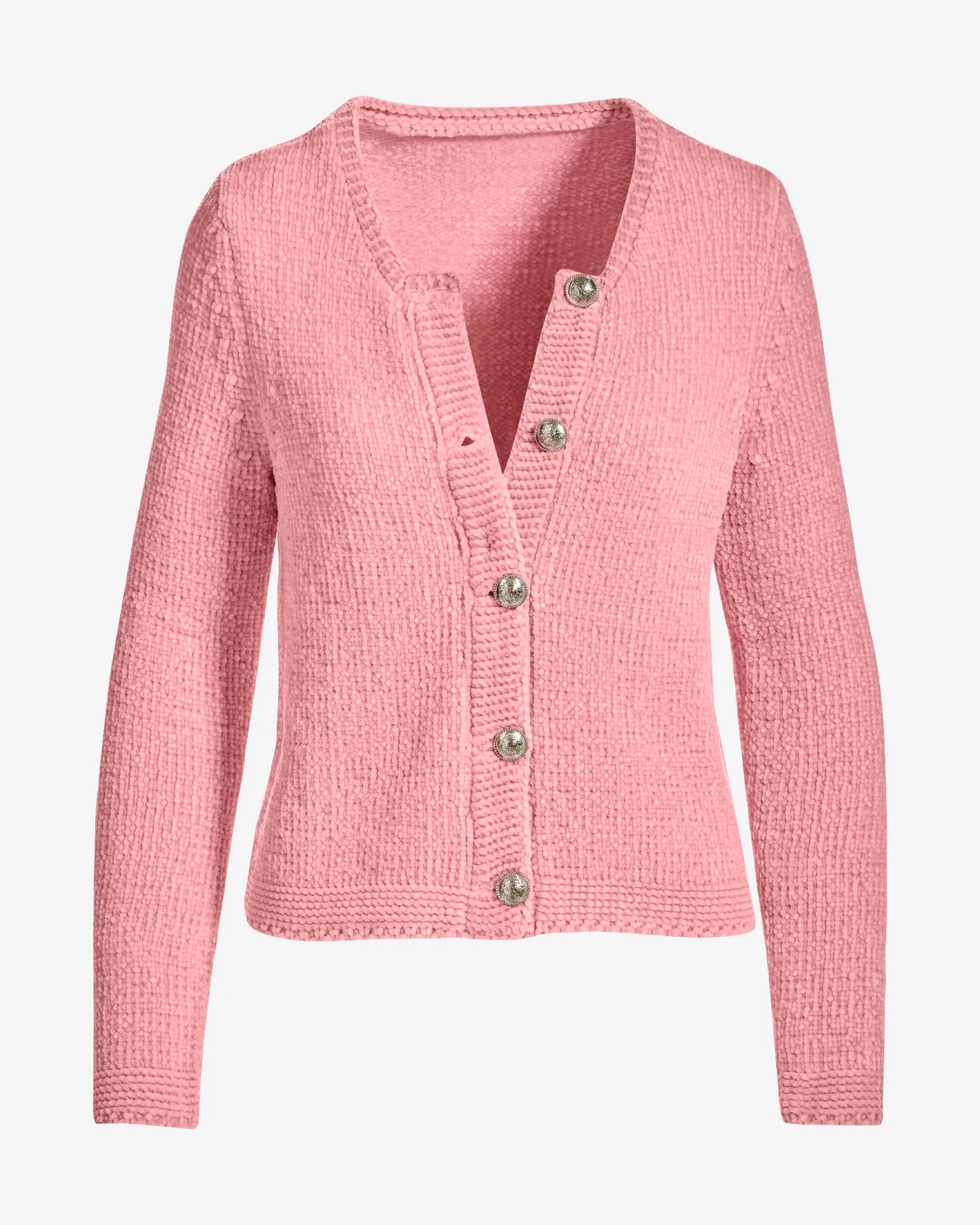 Chenille Long Sleeve Cardigan Coral Blush sold by Boston Proper product image thumbnail 2