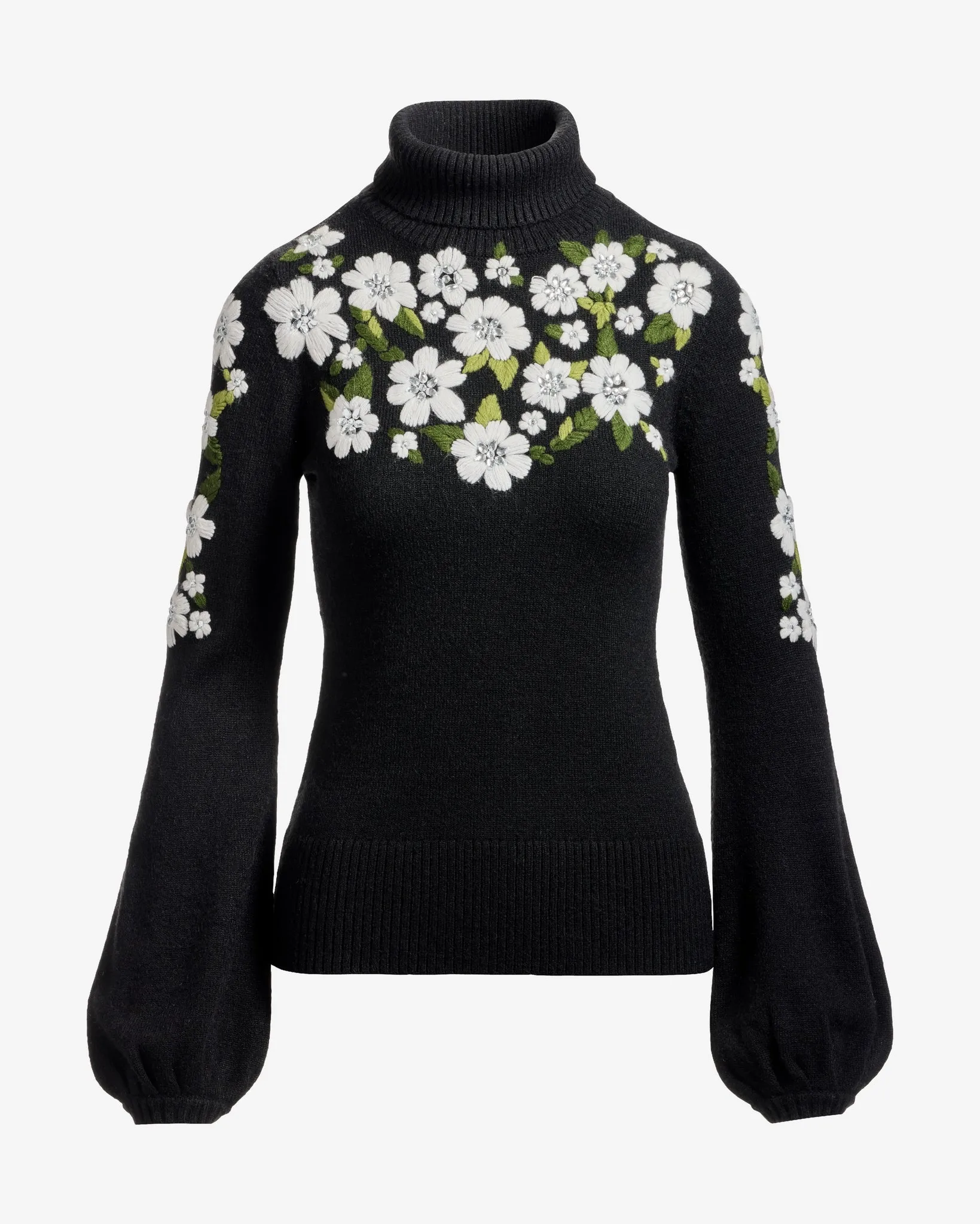 Flower Embroidered Turtleneck Sweater Proper Black sold by Boston Proper product image thumbnail 2