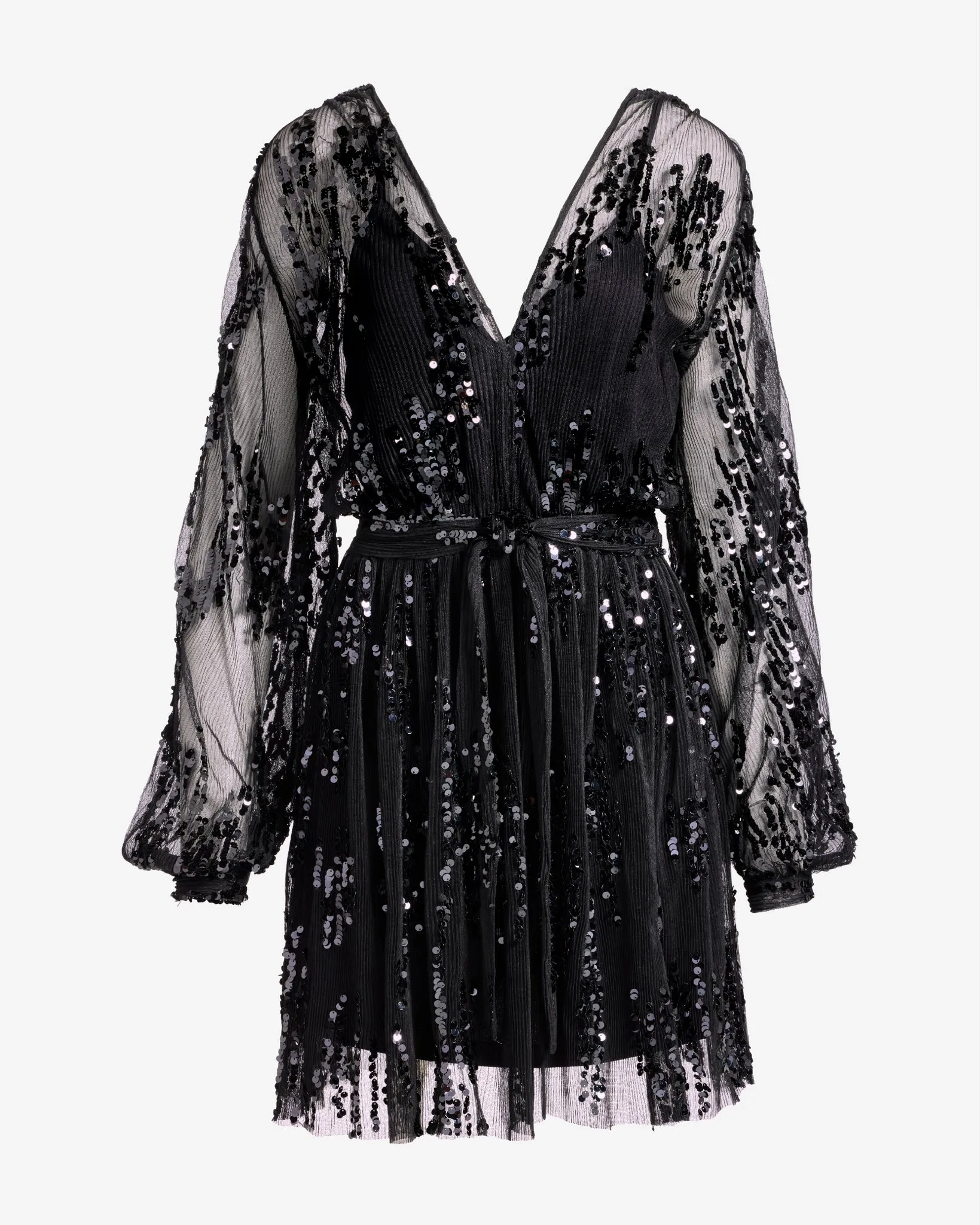 Mini Pleat Sequin Embellished Mesh A-Line Dress Black sold by Boston Proper product image thumbnail 2