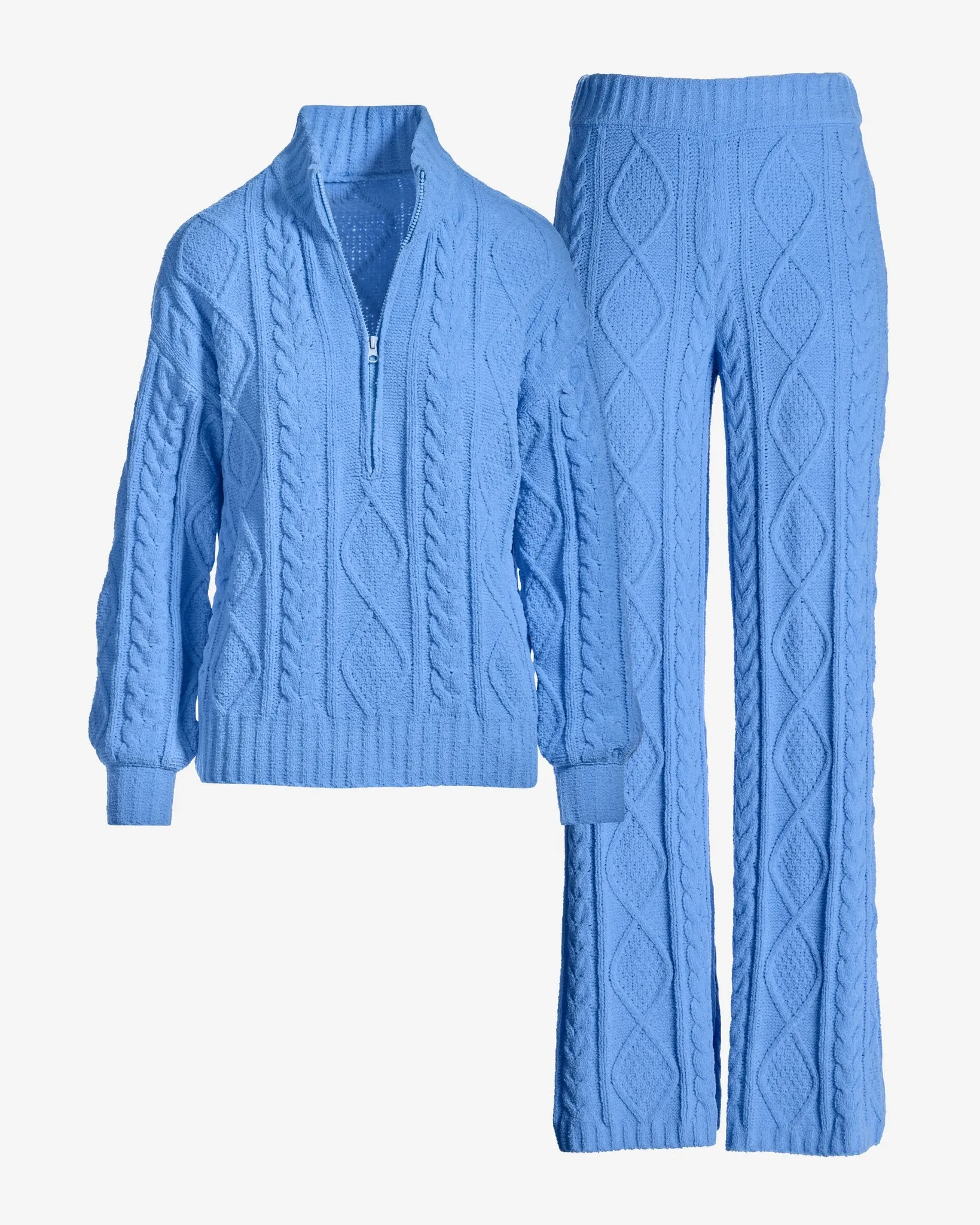 Half Zip Cable Lounge Set Blue Daze sold by Boston Proper product image thumbnail 2