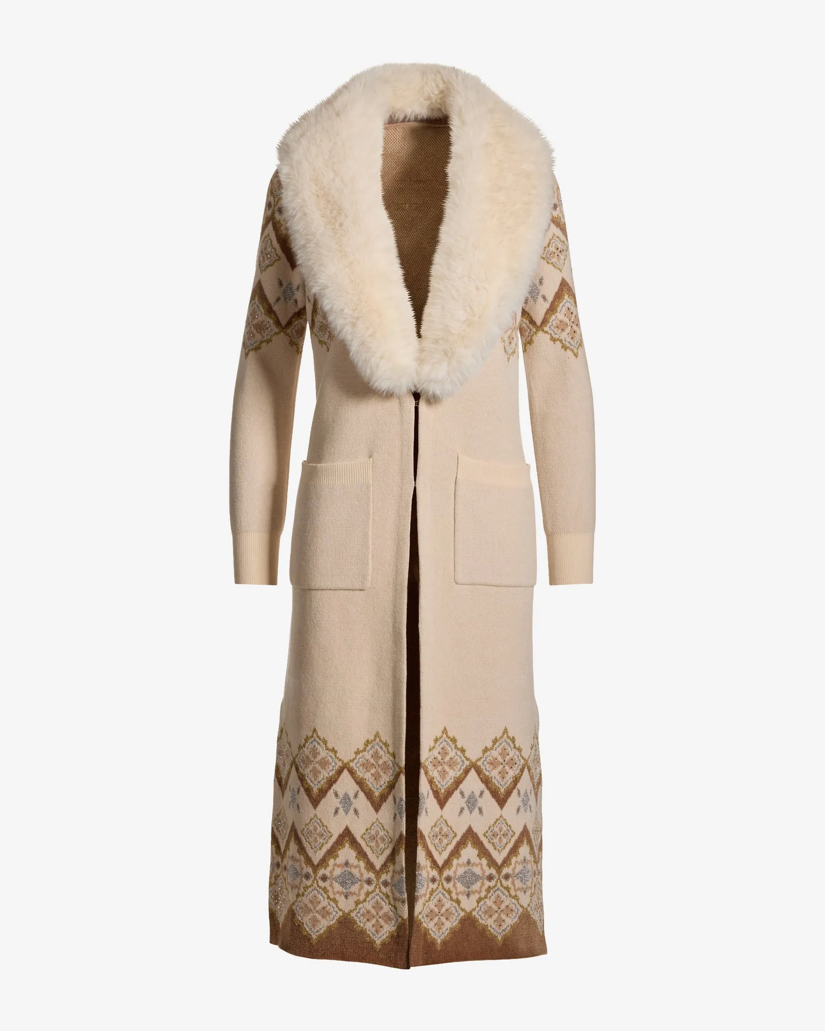 Faux Fur Collar Fair Isle Sweater Duster Fabulous Fair Isle sold by Boston Proper product image thumbnail 2